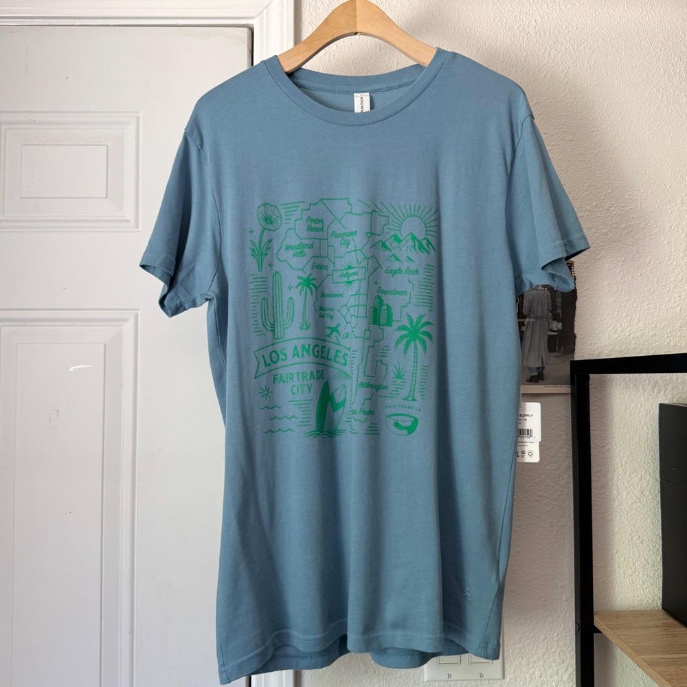 NWT KNOWN SUPPLY denim blue Los Angeles LA graphic crew neck tee t-shirt